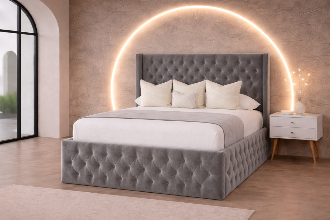 Alphonse Wingback Bed Frame With Storage Options