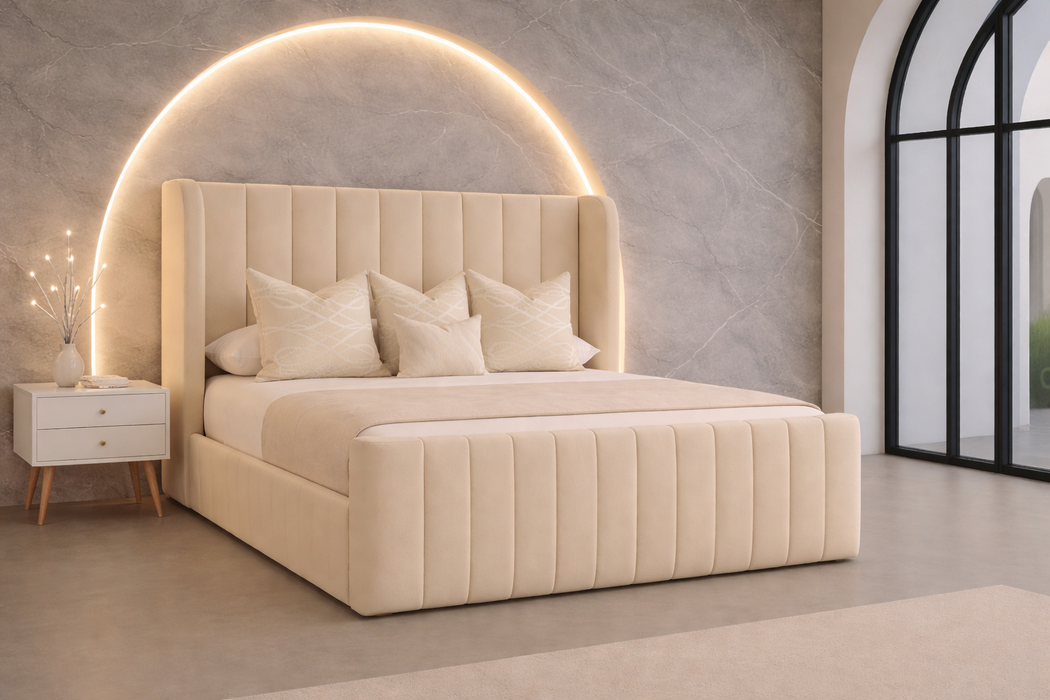 Jannah Wingback Bed Frame With Storage Options